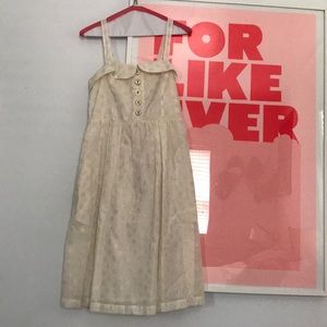 Anthropologie Cream and gold baby doll dress